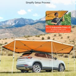 Alternative view of 270 Degree Awning, 12.4 ㎡ Driver Side Vehicle Awning, Waterproof UV50+ Car Side Awnings with Carry Bag, All-Weather Free-Standing Overland Awnings Car Shelter for SUV Van Truck Camping