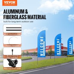 Alternative view of Feather Flag Pole Kit, 2 Packs Swooper Flag Pole 12.7 ft, Sign Flag Poles for Business Advertising Flags Outdoor, with Ground Stakes and A Carrying Bag (Flag Not Included)