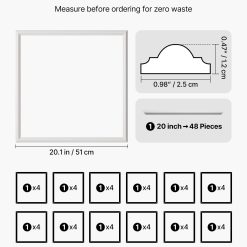 Alternative view of Wall Molding 12 Pack, 51 x 51 cm Wainscoting Panels Kit, Lightweight Paintable Polystyrene, Easy to Install, Waterproof Accent Wall Trim for Interior Décor Living Room, Bedroom, Home, White