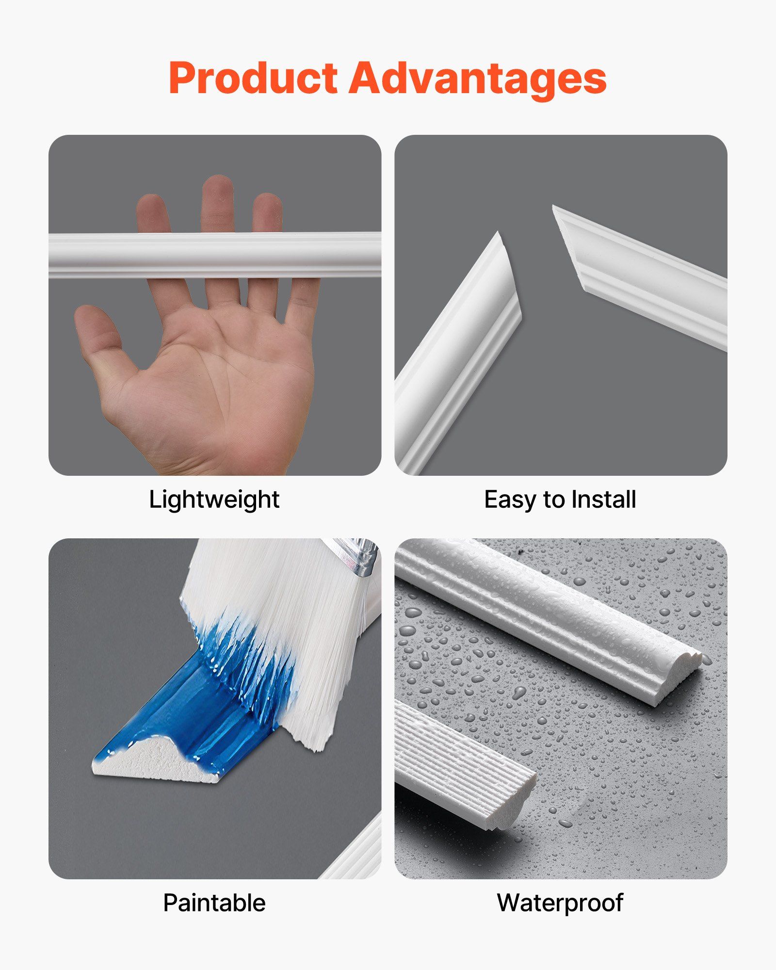 Wainscoting Panels Kit 3 Pack, Polystyrene, White 4 Wainscoting Panels Kit 3 Pack, Polystyrene, White - Image 4