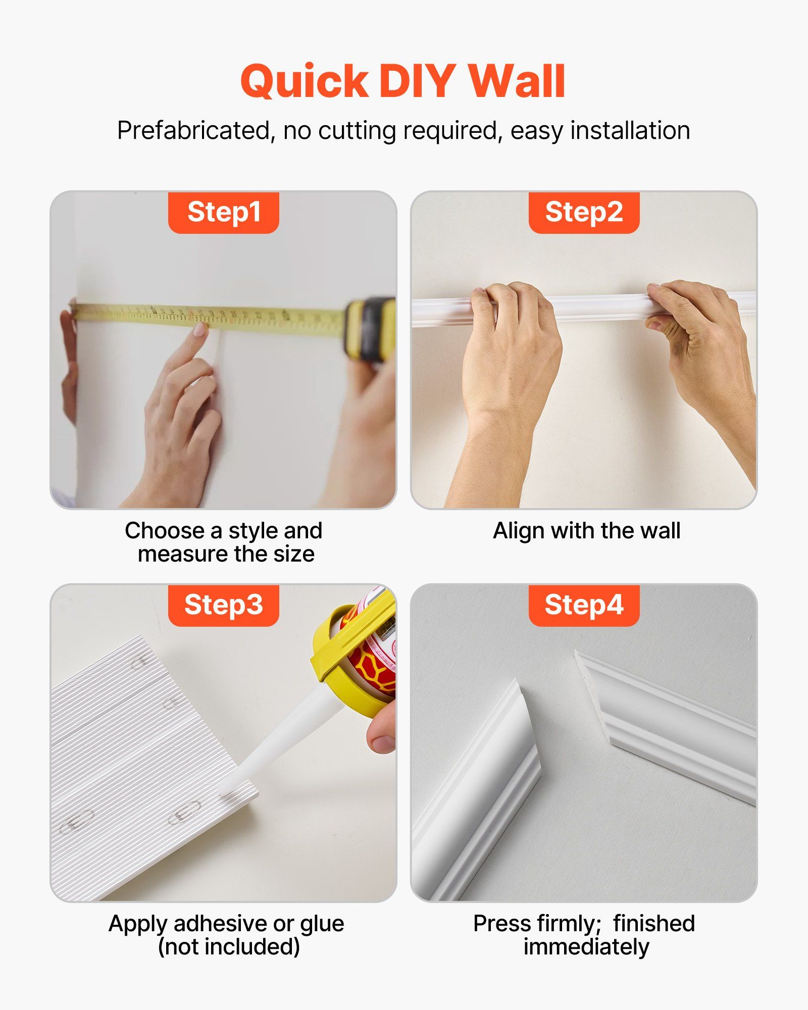 Wainscoting Panels Kit 3 Pack, Polystyrene, White 6 Wainscoting Panels Kit 3 Pack, Polystyrene, White - Image 6