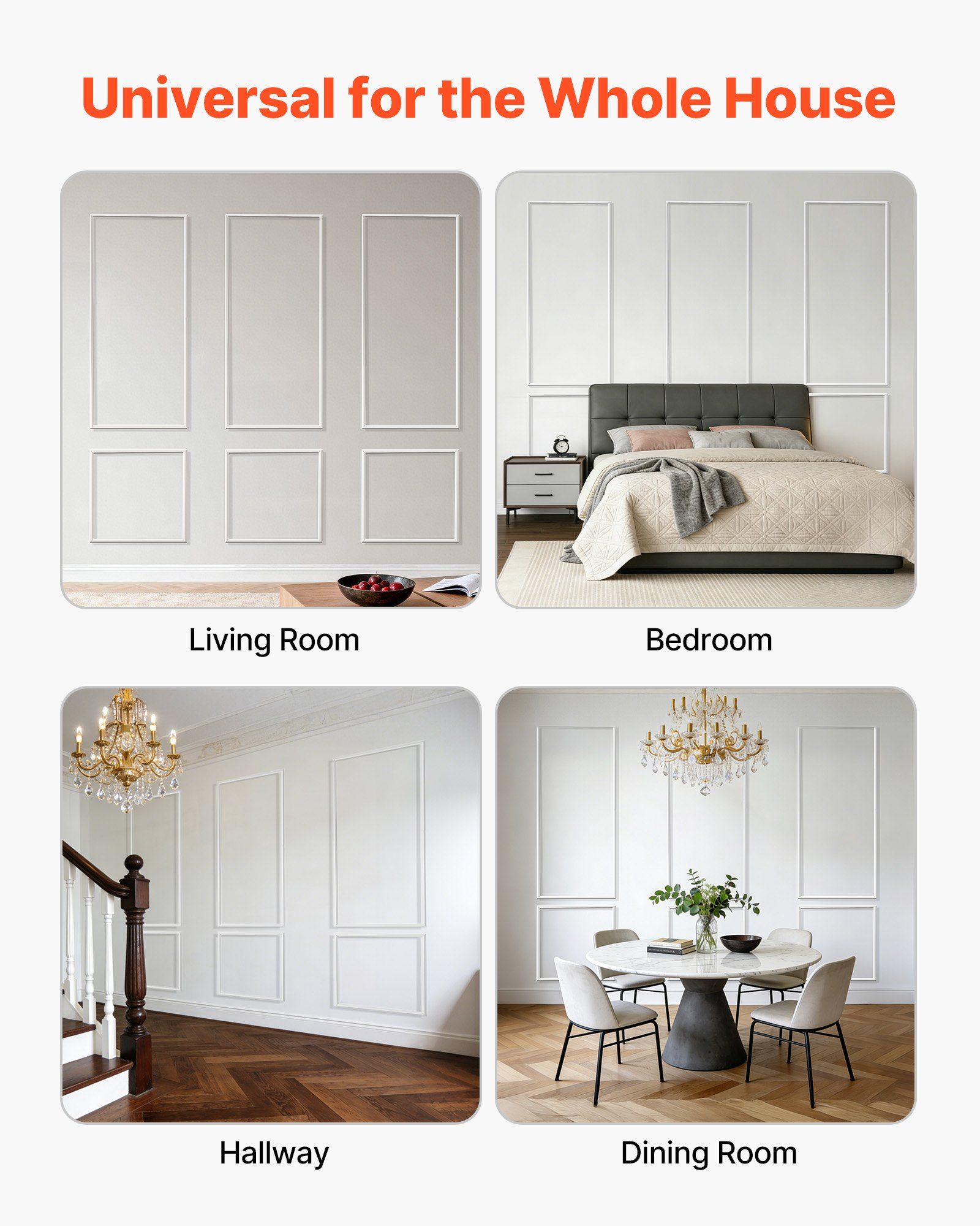 Wainscoting Panels Kit 3 Pack, Polystyrene, White 7 Wainscoting Panels Kit 3 Pack, Polystyrene, White - Image 7