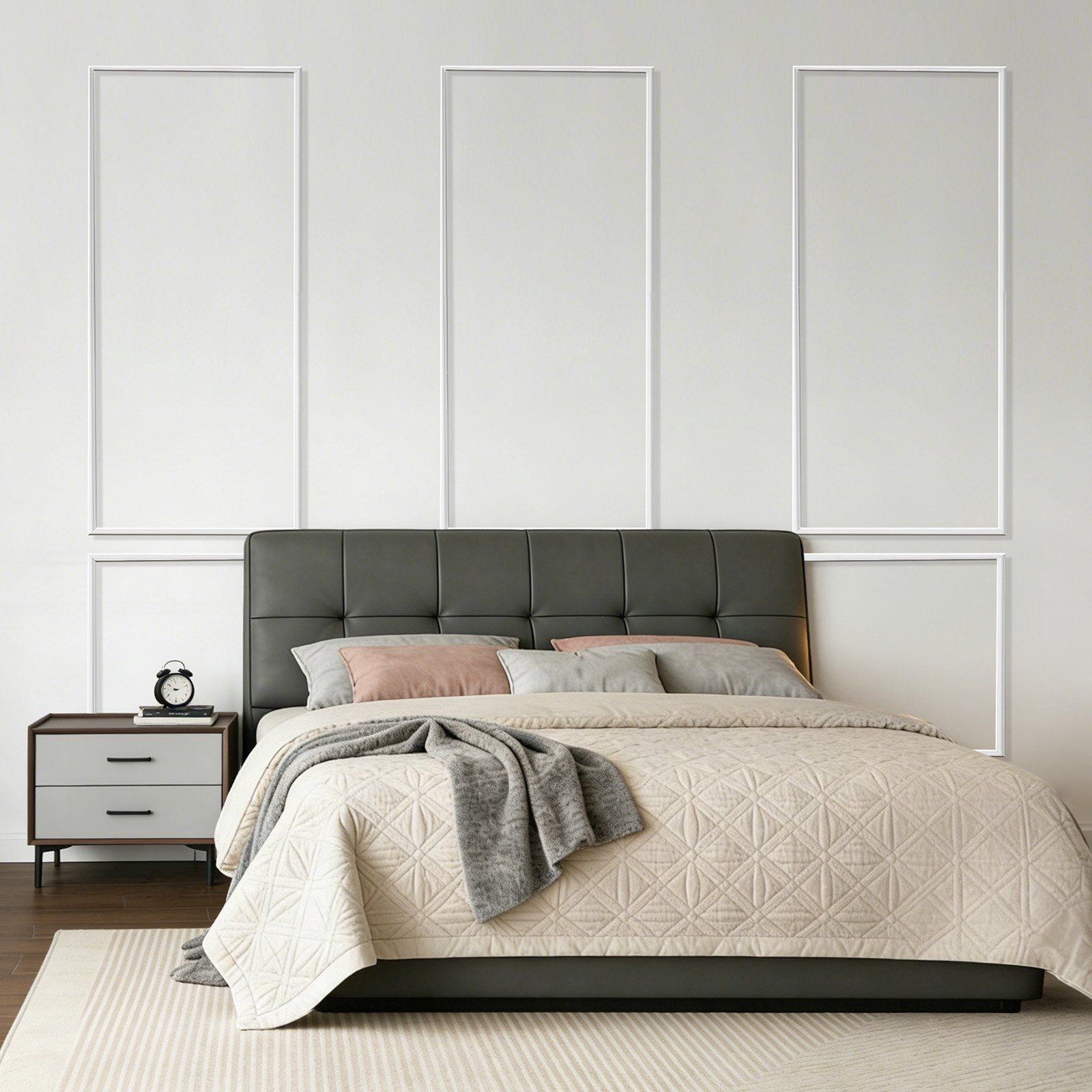 Wainscoting Panels Kit 3 Pack, Polystyrene, White 8 Wainscoting Panels Kit 3 Pack, Polystyrene, White - Image 8