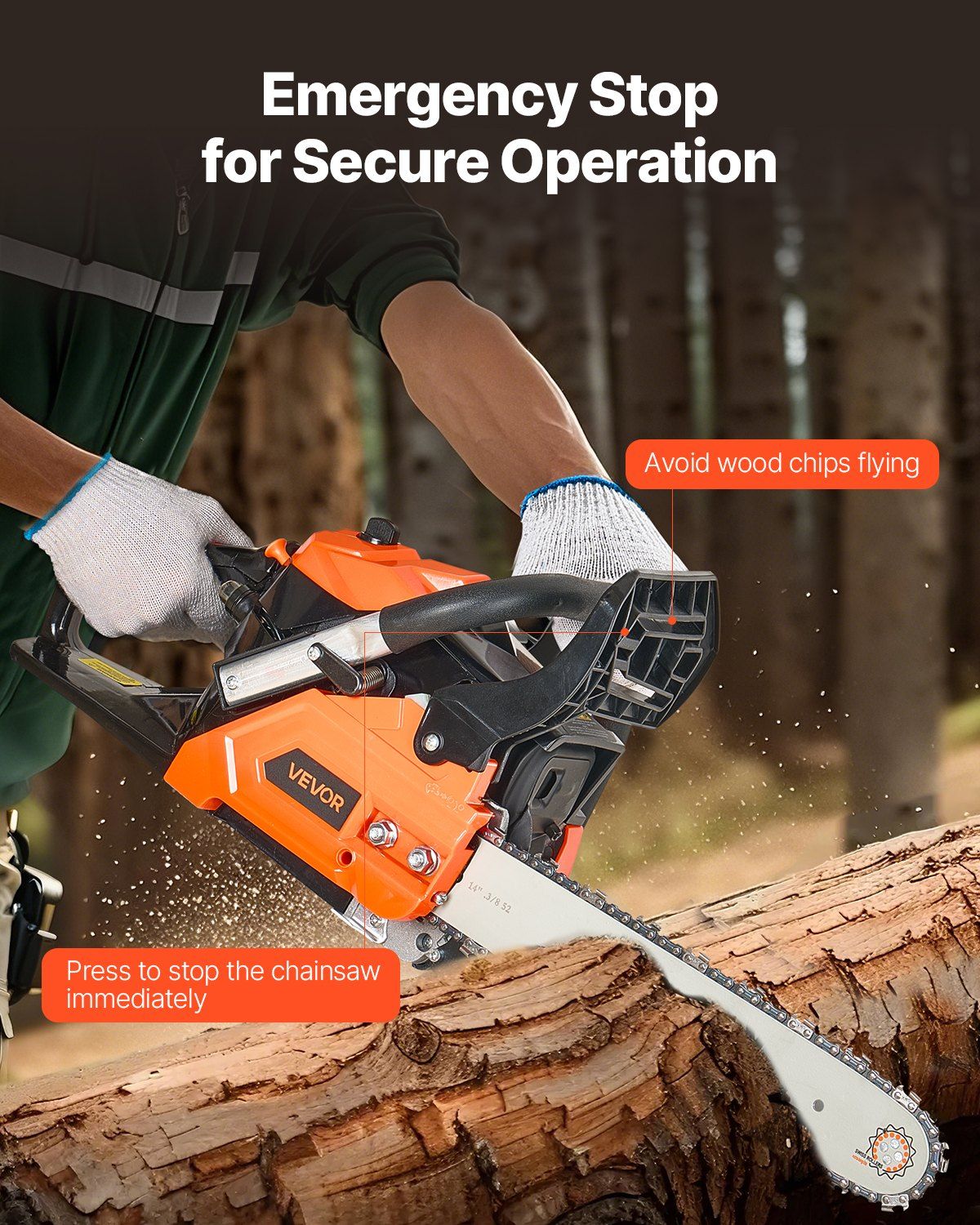 40 cc Gas Chainsaw, 355 mm Gas Powered Chainsaw, 1.3 kW Power Chain Saw with Non-Slip Handle, Gas-Powered Chainsaws with Dual Fuel Tanks, For Wood Cutting, Tree Trimming, and Land Clearing 5 40 cc Gas Chainsaw, 355 mm Gas Powered Chainsaw, 1.3 kW Power Chain Saw with Non-Slip Handle, Gas-Powered Chainsaws with Dual Fuel Tanks, For Wood Cutting, Tree Trimming, and Land Clearing - Image 5