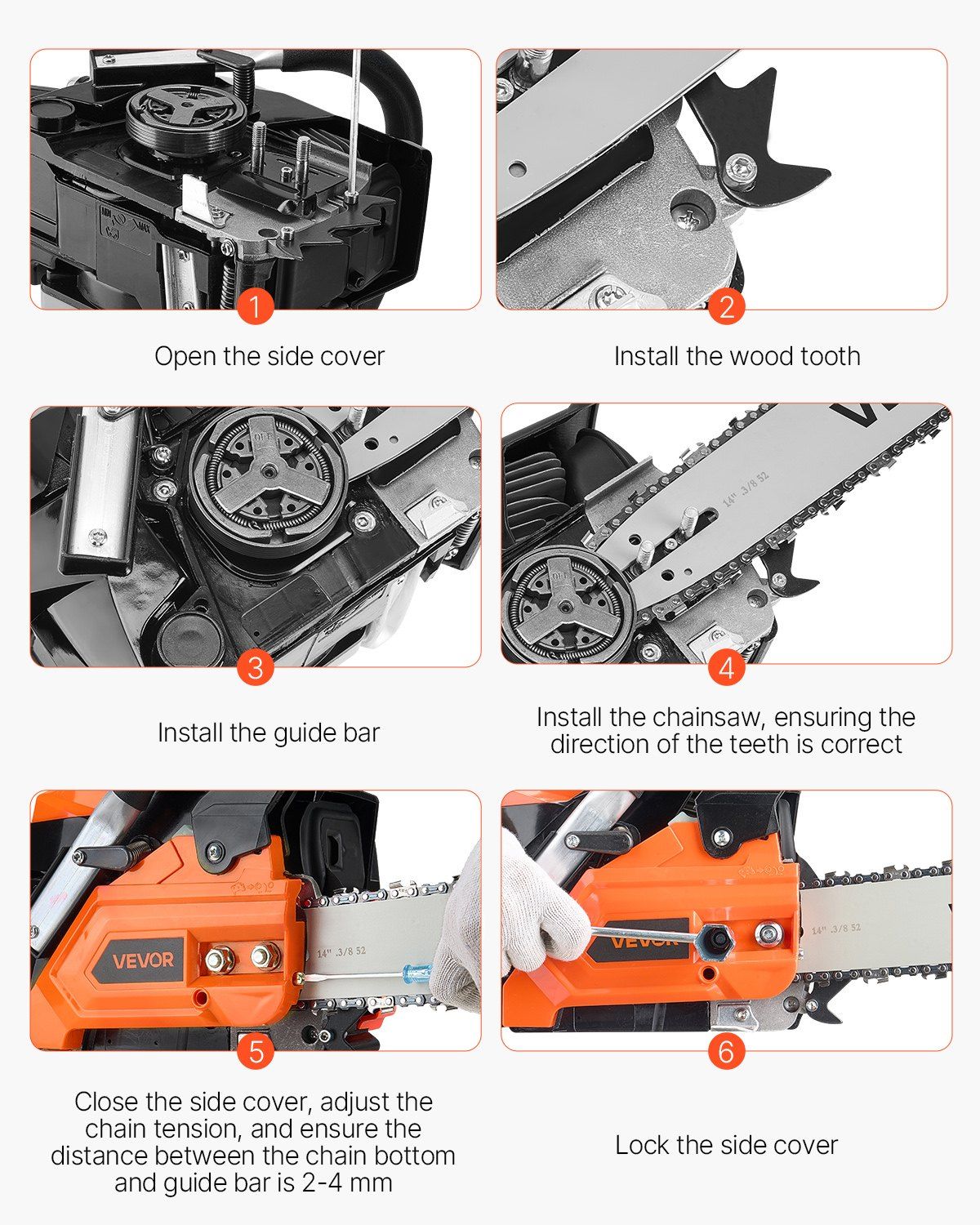 40 cc Gas Chainsaw, 355 mm Gas Powered Chainsaw, 1.3 kW Power Chain Saw with Non-Slip Handle, Gas-Powered Chainsaws with Dual Fuel Tanks, For Wood Cutting, Tree Trimming, and Land Clearing 6 40 cc Gas Chainsaw, 355 mm Gas Powered Chainsaw, 1.3 kW Power Chain Saw with Non-Slip Handle, Gas-Powered Chainsaws with Dual Fuel Tanks, For Wood Cutting, Tree Trimming, and Land Clearing - Image 6