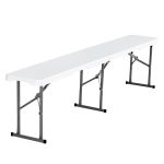 Folding Bench 6ft Portable White HDPE 2 Pack