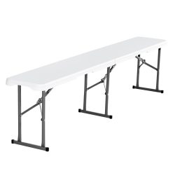 Folding Bench 6ft Portable White HDPE 2 Pack