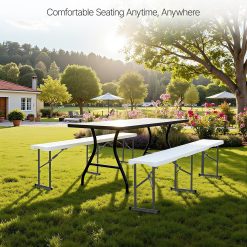 Alternative view of Folding Bench 6ft Portable White HDPE 2 Pack