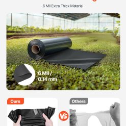 Alternative view of Plastic Sheeting Heavy Duty 10' x 100', 6 Mil Thick Plastic Sheeting Roll, Plastic Drop Cloth Painters Tarp, Polyethylene Covering for Crawl Space Vapor Barrier, Multi-Purpose, Black