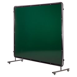 Welding Screen with Frame, 3-Panel 1.74 x 2.34m Welding Curtain Screen, Flame-Resistant Vinyl Protection Screens with 12 Wheels & 6-Level UV Protection for Workshop/Industrial Use, Dark Green
