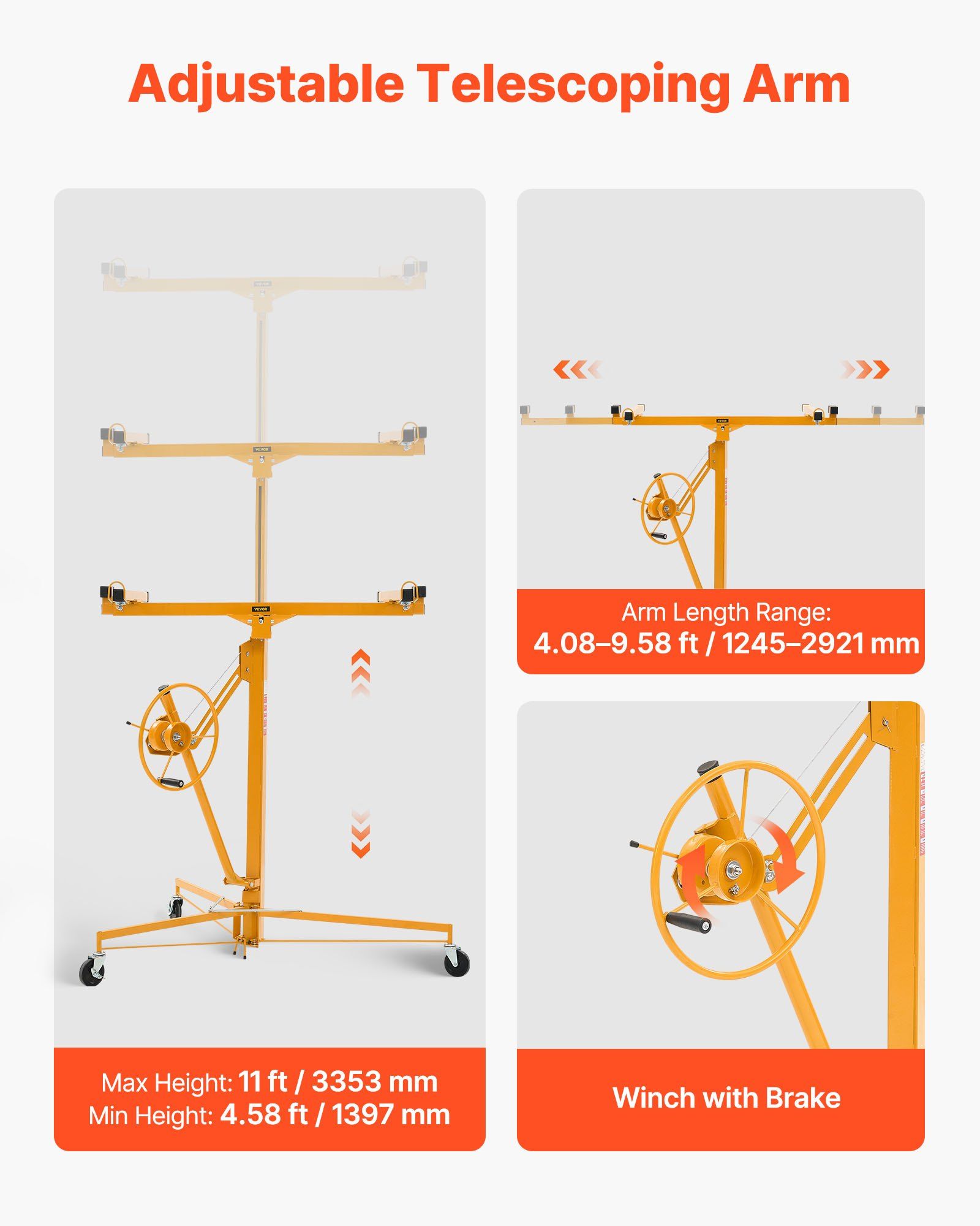 Drywall lift 3353mm telescoping with lockable wheels 3 Drywall lift 3353mm telescoping with lockable wheels - Image 3