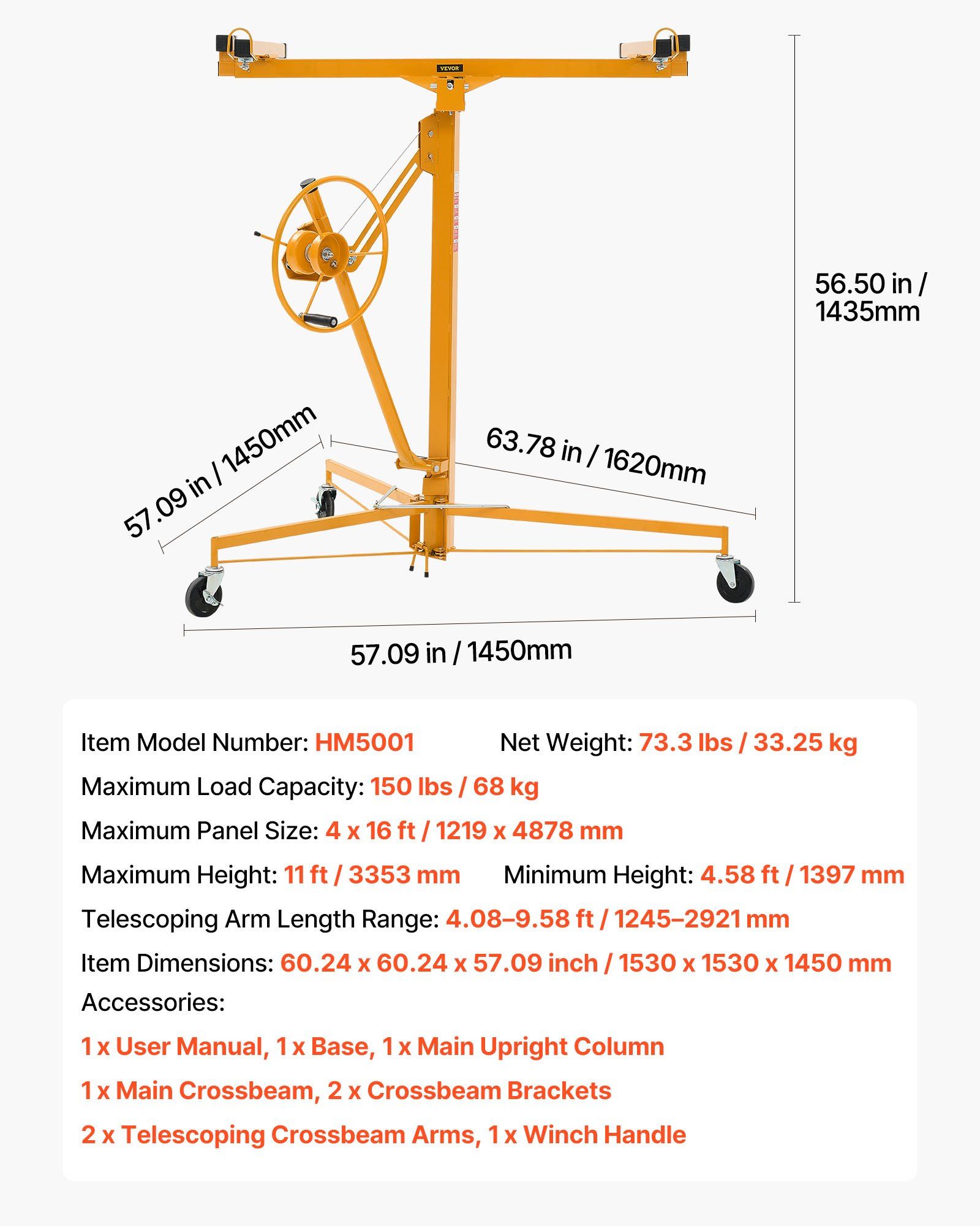 Drywall lift 3353mm telescoping with lockable wheels 7 Drywall lift 3353mm telescoping with lockable wheels - Image 7