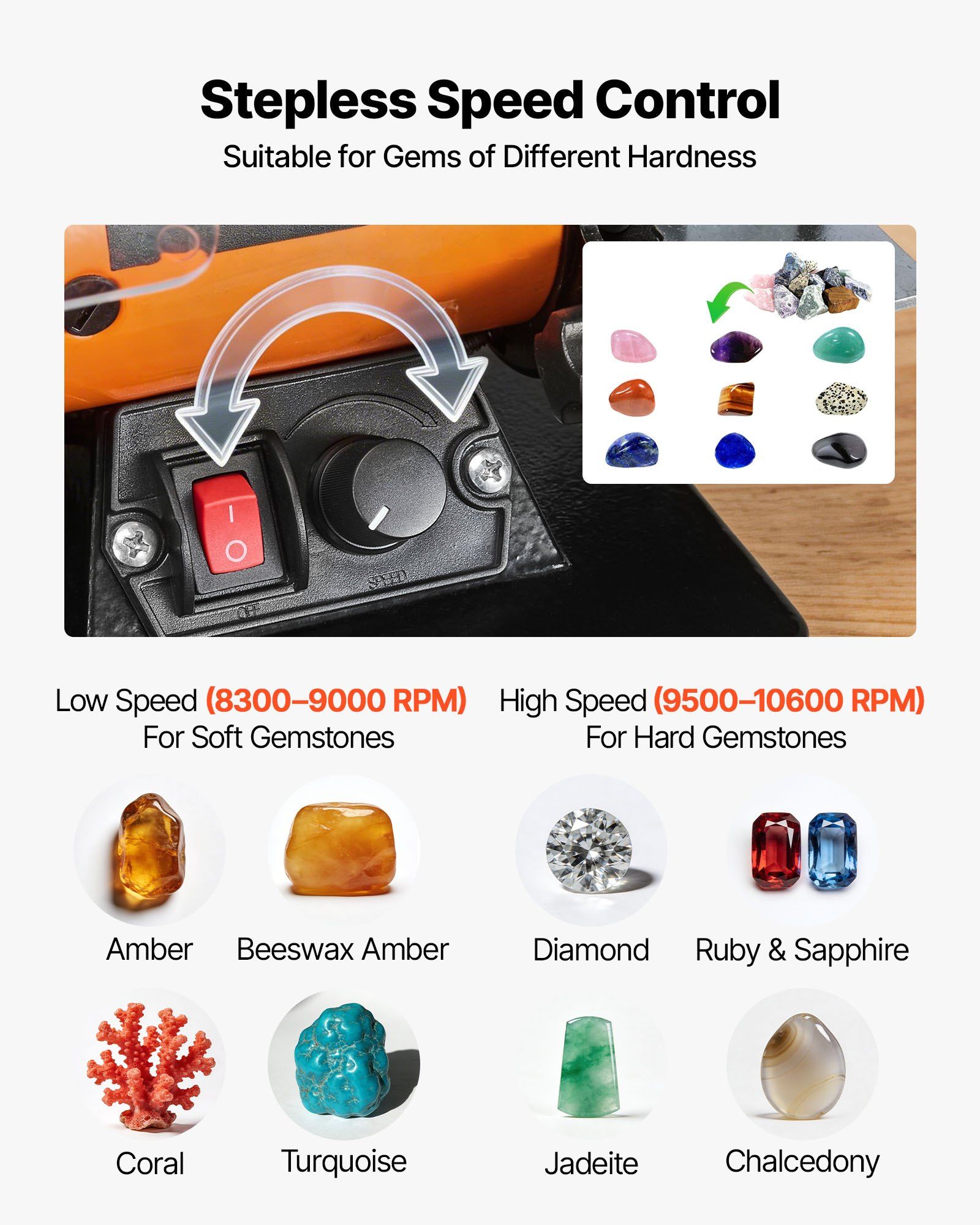 Bench Buffer Polisher with Variable Speed, 100-Piece Accessory Kit 4 Bench Buffer Polisher with Variable Speed, 100-Piece Accessory Kit - Image 4