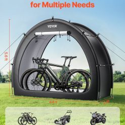 Alternative view of Bike Storage Tent, 1 to 2 Bikes, Outdoor Spacious Bike Storage Tent with Ventilated Window, Waterproof Fan-Shaped Bike Tent with High Strength Fiberglass & Dual Zippers, Fit for Bicycle