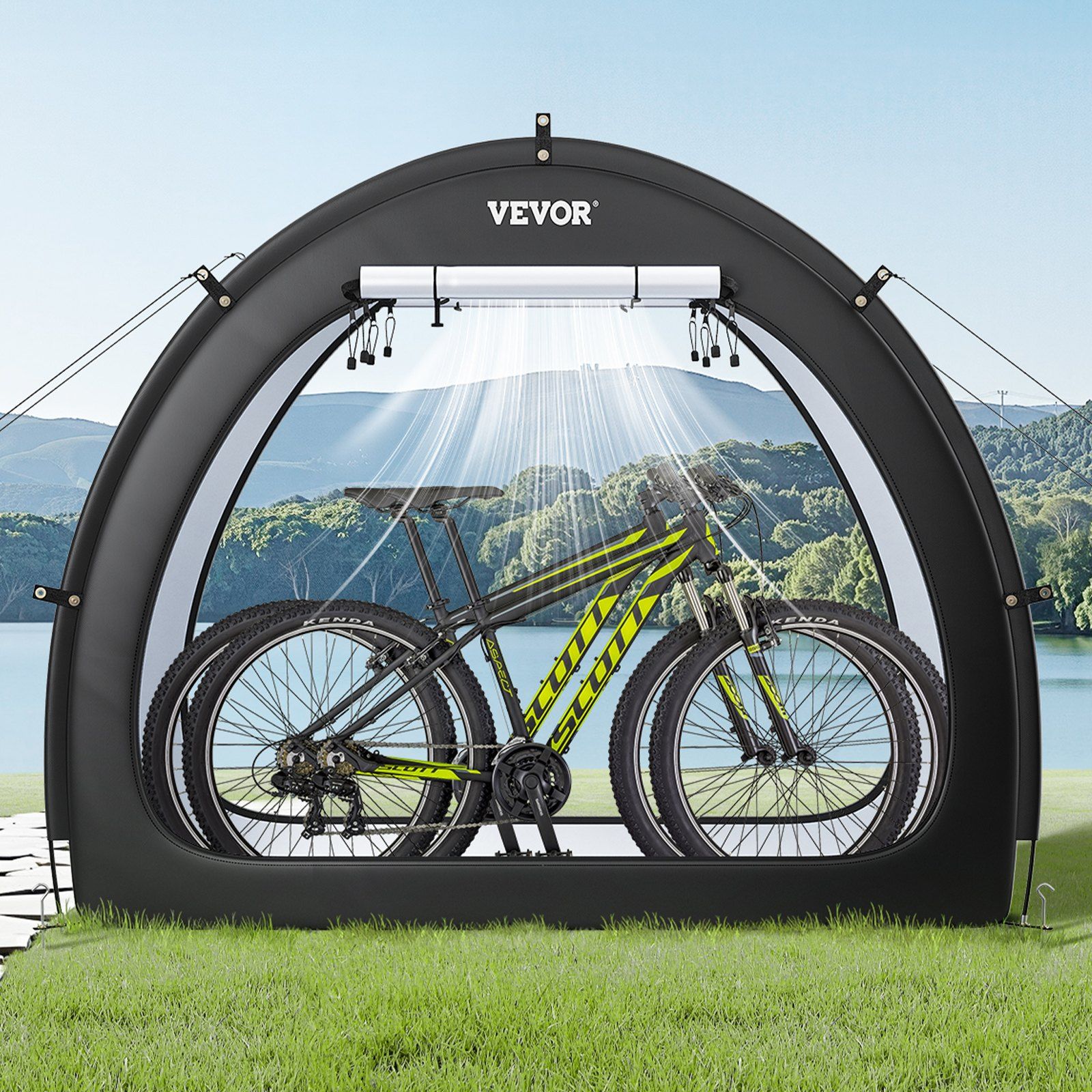 Bike Storage Tent, 1 to 2 Bikes, Outdoor Spacious Bike Storage Tent with Ventilated Window, Waterproof Fan-Shaped Bike Tent with High Strength Fiberglass & Dual Zippers, Fit for Bicycle 8 Bike Storage Tent, 1 to 2 Bikes, Outdoor Spacious Bike Storage Tent with Ventilated Window, Waterproof Fan-Shaped Bike Tent with High Strength Fiberglass & Dual Zippers, Fit for Bicycle - Image 8