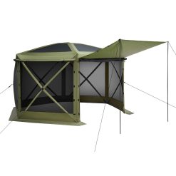 Pop up Gazebo Screen Tent, 3x3 m Large 6-Sided Camping Canopy Tent with Removable Top & Carry Bag, Quick-Set & Bite-Proof, Screen House Sun Shelter for 6-8 Persons Backyard Patio, Green
