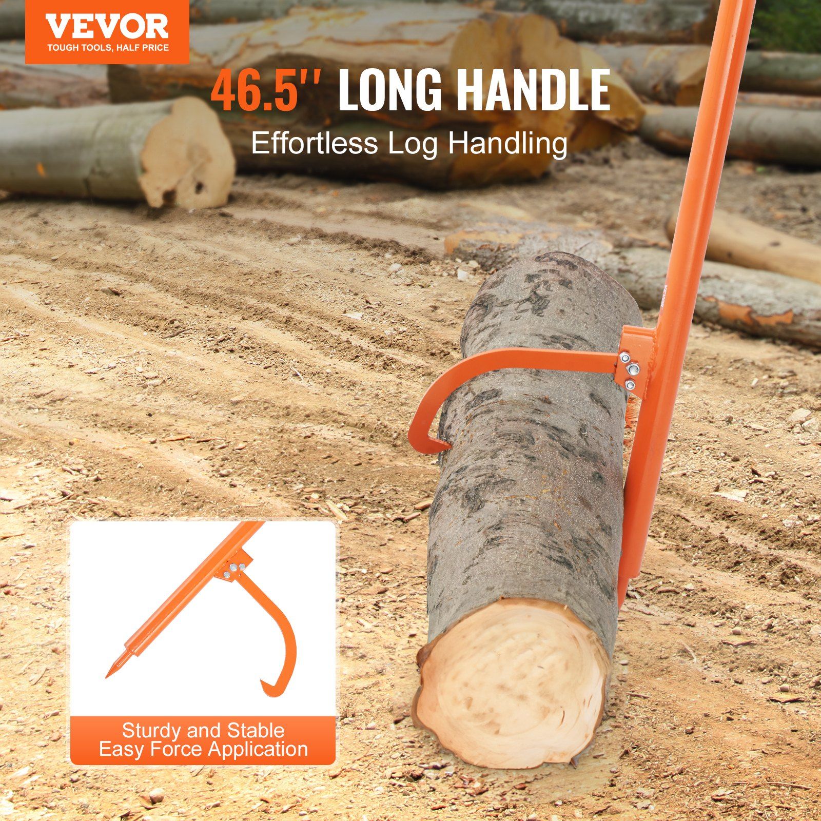 Log Peavey, 46.5 in, Metal Handle Log Lifter, Heavy Duty Log Roller with Max 19 in Opening, Rust-Resistant Log Jack Cant Hook, Felling Log Roller Tool for Rolling, Raising, Turning Logs 2 Log Peavey, 46.5 in, Metal Handle Log Lifter, Heavy Duty Log Roller with Max 19 in Opening, Rust-Resistant Log Jack Cant Hook, Felling Log Roller Tool for Rolling, Raising, Turning Logs - Image 2