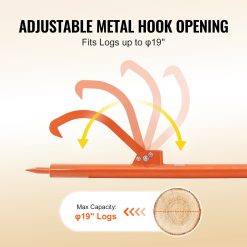 Log Peavey, 46.5 in, Metal Handle Log Lifter, Heavy Duty Log Roller with Max 19 in Opening, Rust-Resistant Log Jack Cant Hook, Felling Log Roller Tool for Rolling, Raising, Turning Logs 13 V952 YMQJDJTLOGPEK16G3V0 02