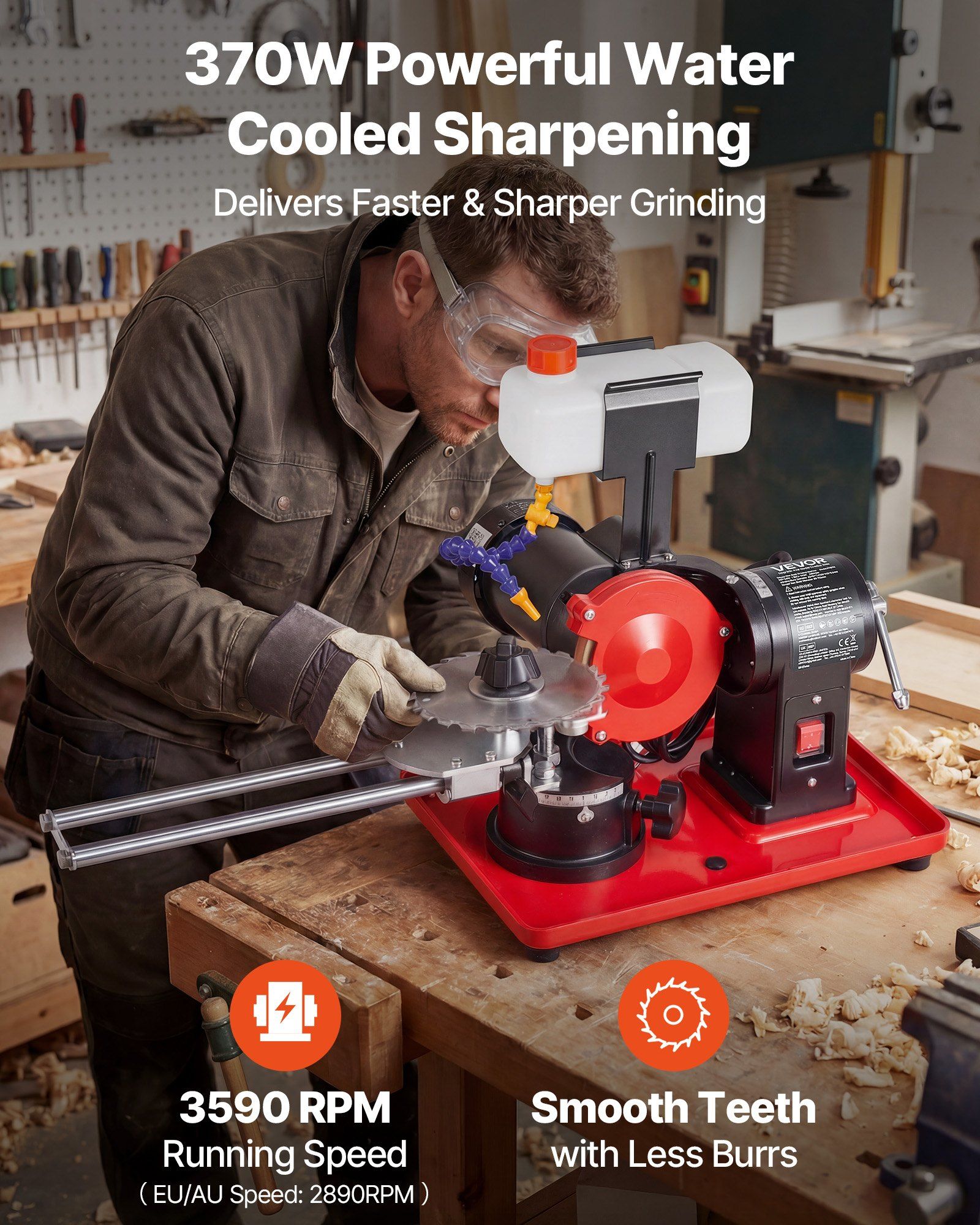 Circular Saw Blade Sharpener 370W with Water Tank 125mm Wheel 2 Circular Saw Blade Sharpener 370W with Water Tank 125mm Wheel - Image 2
