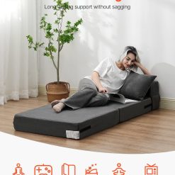 Alternative view of Folding Sofa Bed, 3-in-1 Foldable Couch Bed with 2 Pillows and Washable Cover, 25D High Density Memory Foam Convertible Sleeper Chair Bed, Futon Couch for Living Room, Bedroom, Dark Grey(Single)