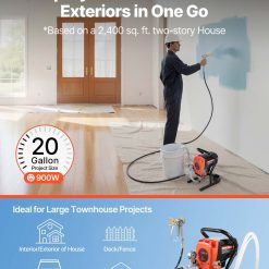 Alternative view of Stand Airless Paint Sprayer, 900W, 3300PSI High Pressure Airless Sprayer, Cleaning Brush, Hose, Extension Rod, Nozzles, Electric Spray Paint Machine for Interior or Exterior of House, Fence