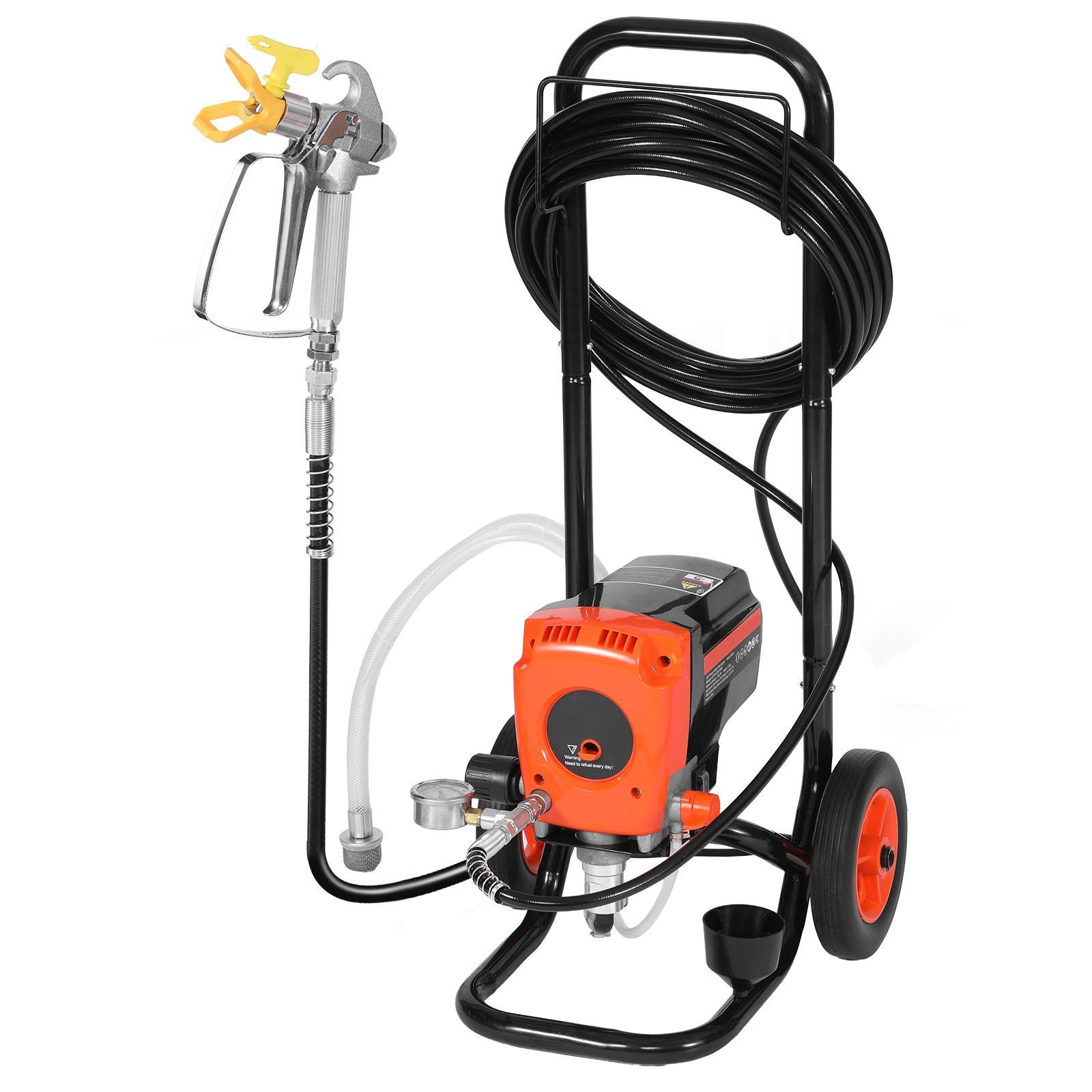 Stand Airless Paint Sprayer, 950W, 3300PSI High Pressure Airless Sprayer with Cart, Cleaning Brush, Hose, Extension Rod, Nozzles, Electric Spray Paint Machine for Interior or Exterior of House 1 Stand Airless Paint Sprayer, 950W, 3300PSI High Pressure Airless Sprayer with Cart, Cleaning Brush, Hose, Extension Rod, Nozzles, Electric Spray Paint Machine for Interior or Exterior of House
