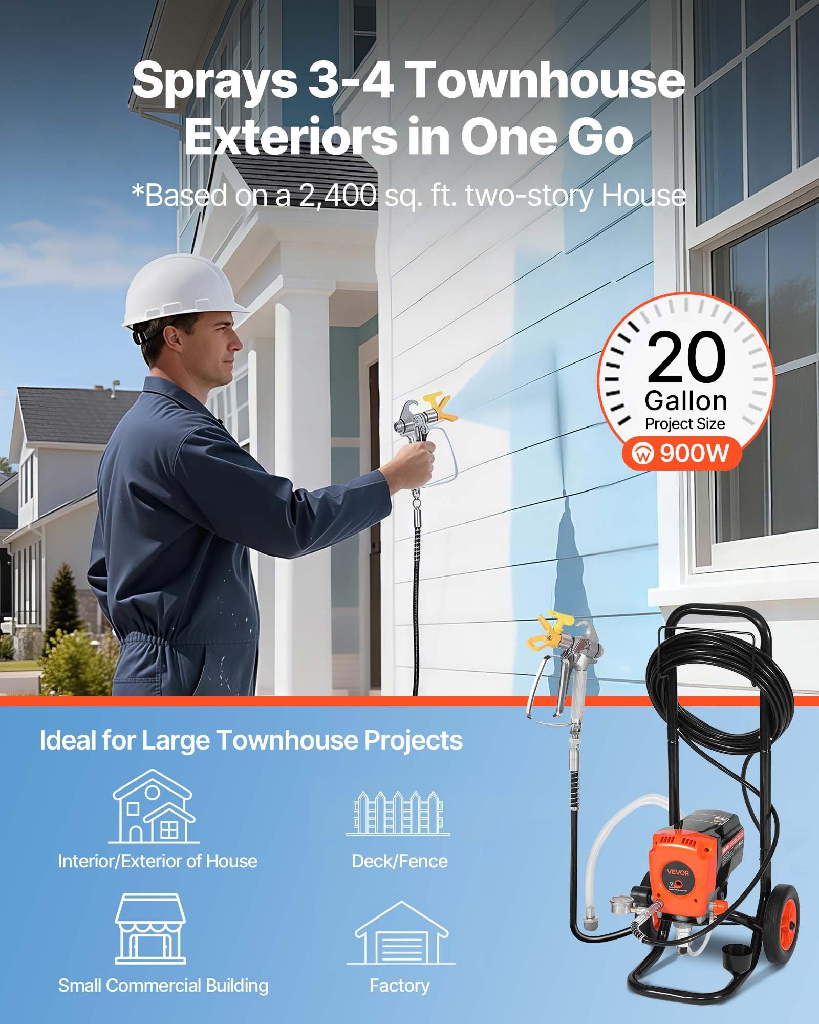 Stand Airless Paint Sprayer, 950W, 3300PSI High Pressure Airless Sprayer with Cart, Cleaning Brush, Hose, Extension Rod, Nozzles, Electric Spray Paint Machine for Interior or Exterior of House 2 Stand Airless Paint Sprayer, 950W, 3300PSI High Pressure Airless Sprayer with Cart, Cleaning Brush, Hose, Extension Rod, Nozzles, Electric Spray Paint Machine for Interior or Exterior of House - Image 2
