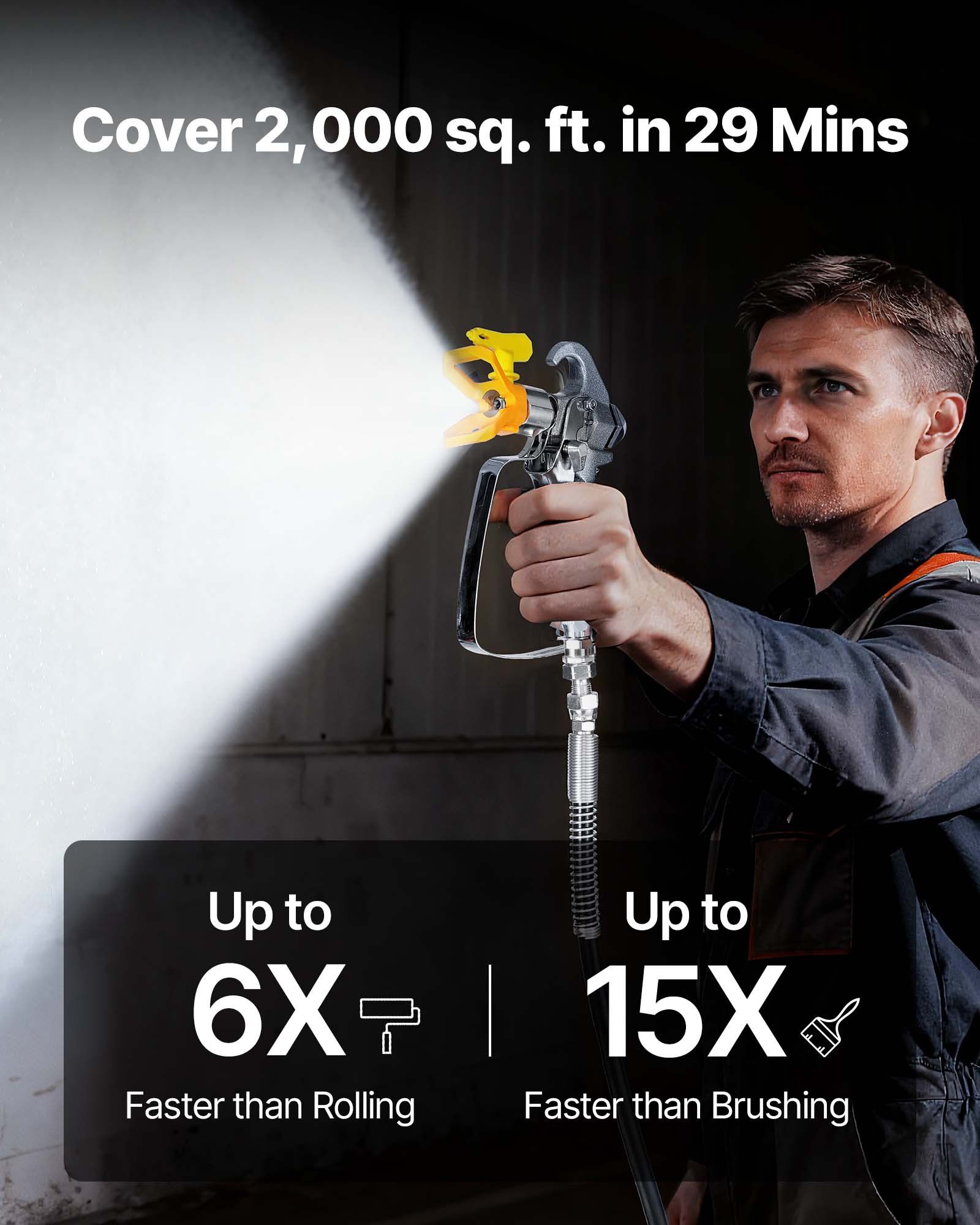 Stand Airless Paint Sprayer, 950W, 3300PSI High Pressure Airless Sprayer with Cart, Cleaning Brush, Hose, Extension Rod, Nozzles, Electric Spray Paint Machine for Interior or Exterior of House 4 Stand Airless Paint Sprayer, 950W, 3300PSI High Pressure Airless Sprayer with Cart, Cleaning Brush, Hose, Extension Rod, Nozzles, Electric Spray Paint Machine for Interior or Exterior of House - Image 4
