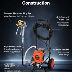 Stand Airless Paint Sprayer, 950W, 3300PSI High Pressure Airless Sprayer with Cart, Cleaning Brush, Hose, Extension Rod, Nozzles, Electric Spray Paint Machine for Interior or Exterior of House 15 V952 ZSSPTJ900W04UXQUL001V3 04