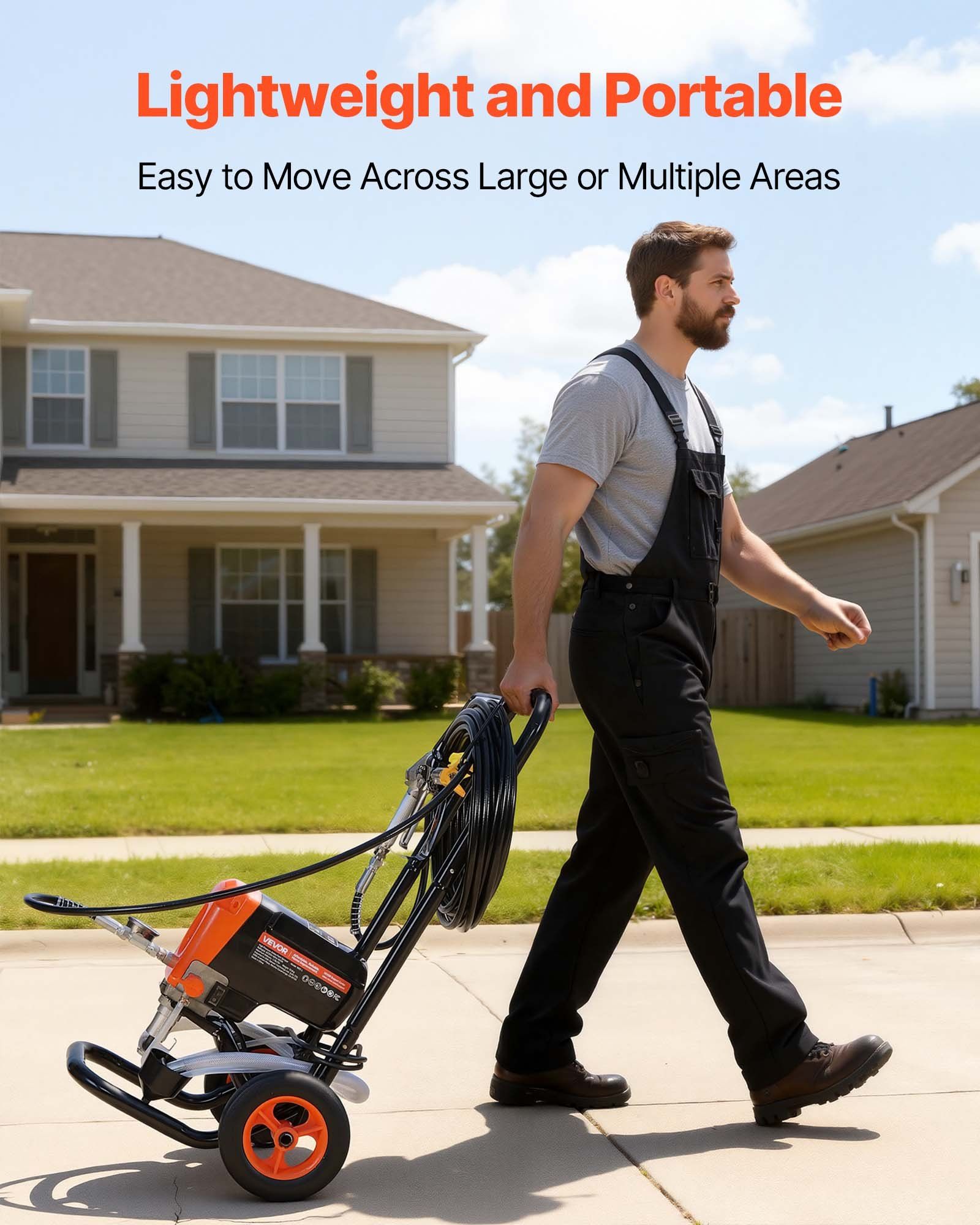 Stand Airless Paint Sprayer, 950W, 3300PSI High Pressure Airless Sprayer with Cart, Cleaning Brush, Hose, Extension Rod, Nozzles, Electric Spray Paint Machine for Interior or Exterior of House 7 Stand Airless Paint Sprayer, 950W, 3300PSI High Pressure Airless Sprayer with Cart, Cleaning Brush, Hose, Extension Rod, Nozzles, Electric Spray Paint Machine for Interior or Exterior of House - Image 7