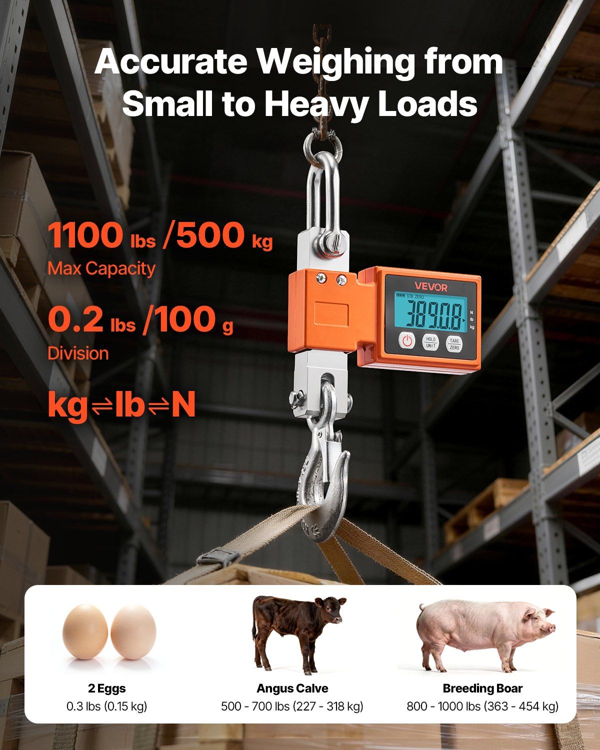 Digital Crane Scale 500 kg Heavy Duty Industrial Hanging 2 Digital Crane Scale 500 kg Heavy Duty Industrial Hanging - Image 2
