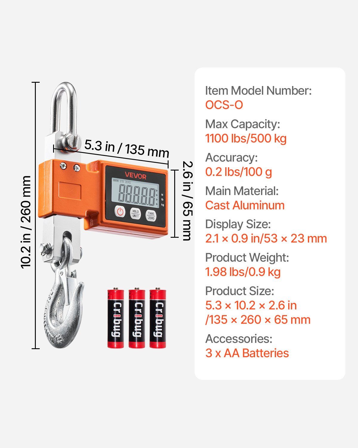 Digital Crane Scale 500 kg Heavy Duty Industrial Hanging 7 Digital Crane Scale 500 kg Heavy Duty Industrial Hanging - Image 7