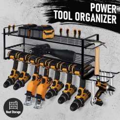 Alternative view of Power Tool Organizer Wall Mount 7 Drill Holder 3 Layer Heavy Duty Metal for Drill Plier Hammer Rack Suitable for Workshop Garage