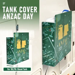 Alternative view of Alpen Outdoor Diesel Tank Cover Silver Gas Tank Bracket 2mm Thick Aluminium Tank Mounting Holder Fit for 10L/15L Tank for Caravan Trailer Toolbox Left Right ANZAC Green