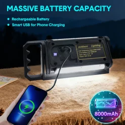 Alternative view of Magnetic LED Work Light 8000mAh Rechargeable 1700 Lumens 320 LED 360 Rotating Waterproof Type C with Digital Display Red Warning for Car Repair Job Site