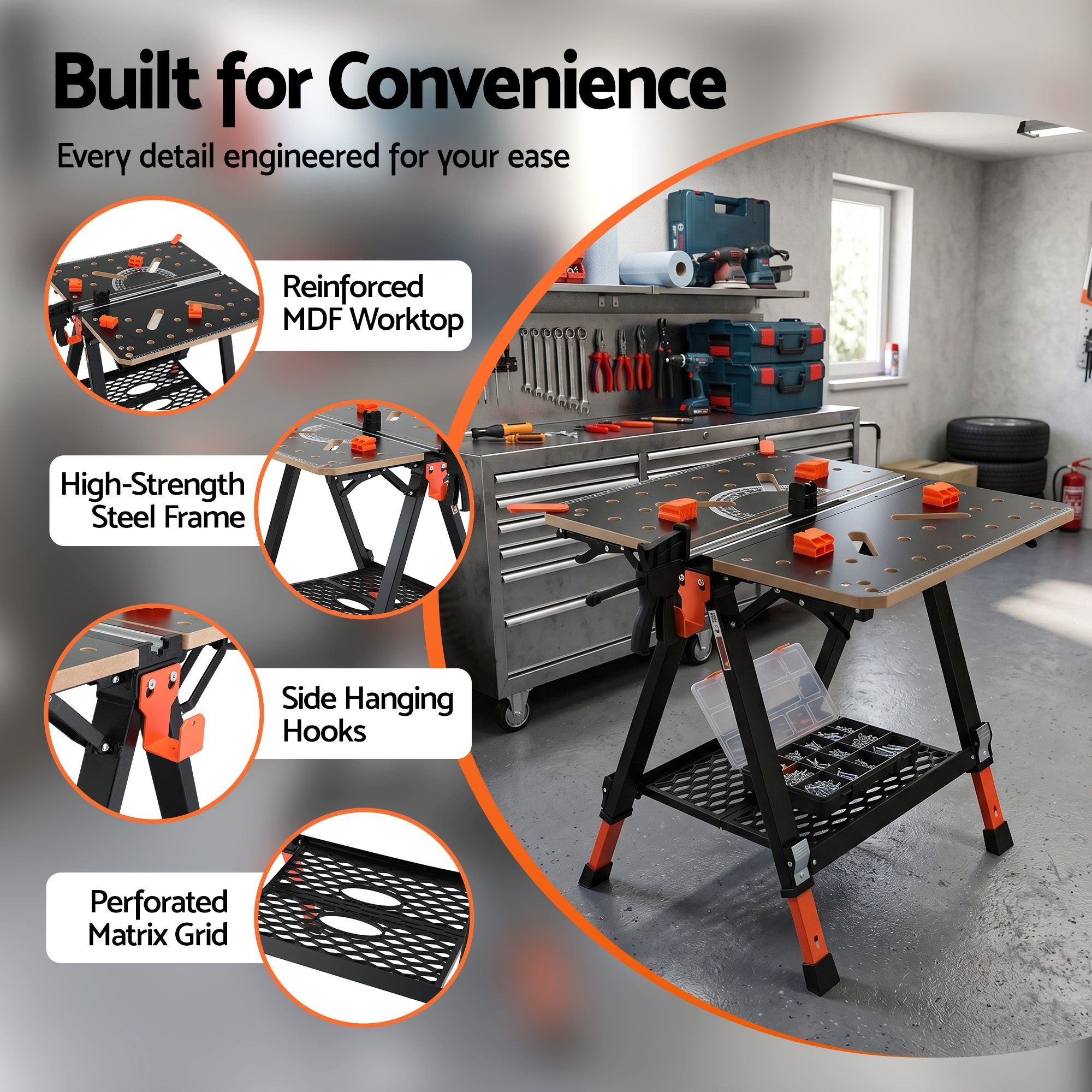 Giantz Portable Folding Work Table 454kg 5 Giantz Portable Folding Work Table 454kg - Image 5