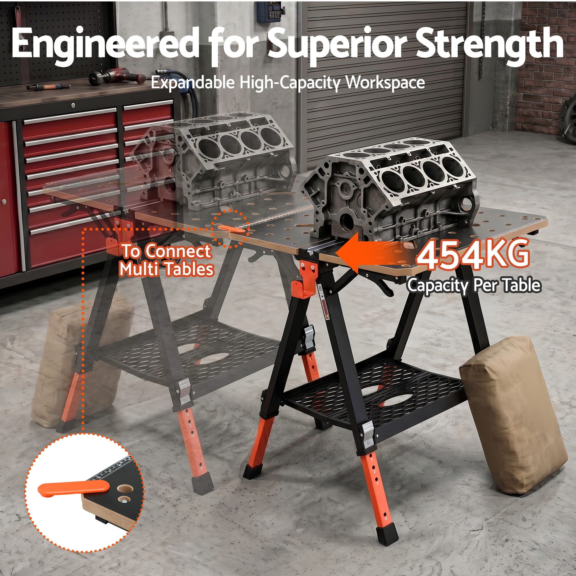 Giantz Portable Folding Work Table 454kg 6 Giantz Portable Folding Work Table 454kg - Image 6