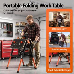 Giantz Portable Folding Work Table 454kg 16 WKB F 2IN1 BK 07