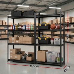 Giantz Garage Shelving 1.8X1.8m Warehouse Rack Storage Shelves Workshop Racks Steel 11 WR F 09040R 180BKX2 02