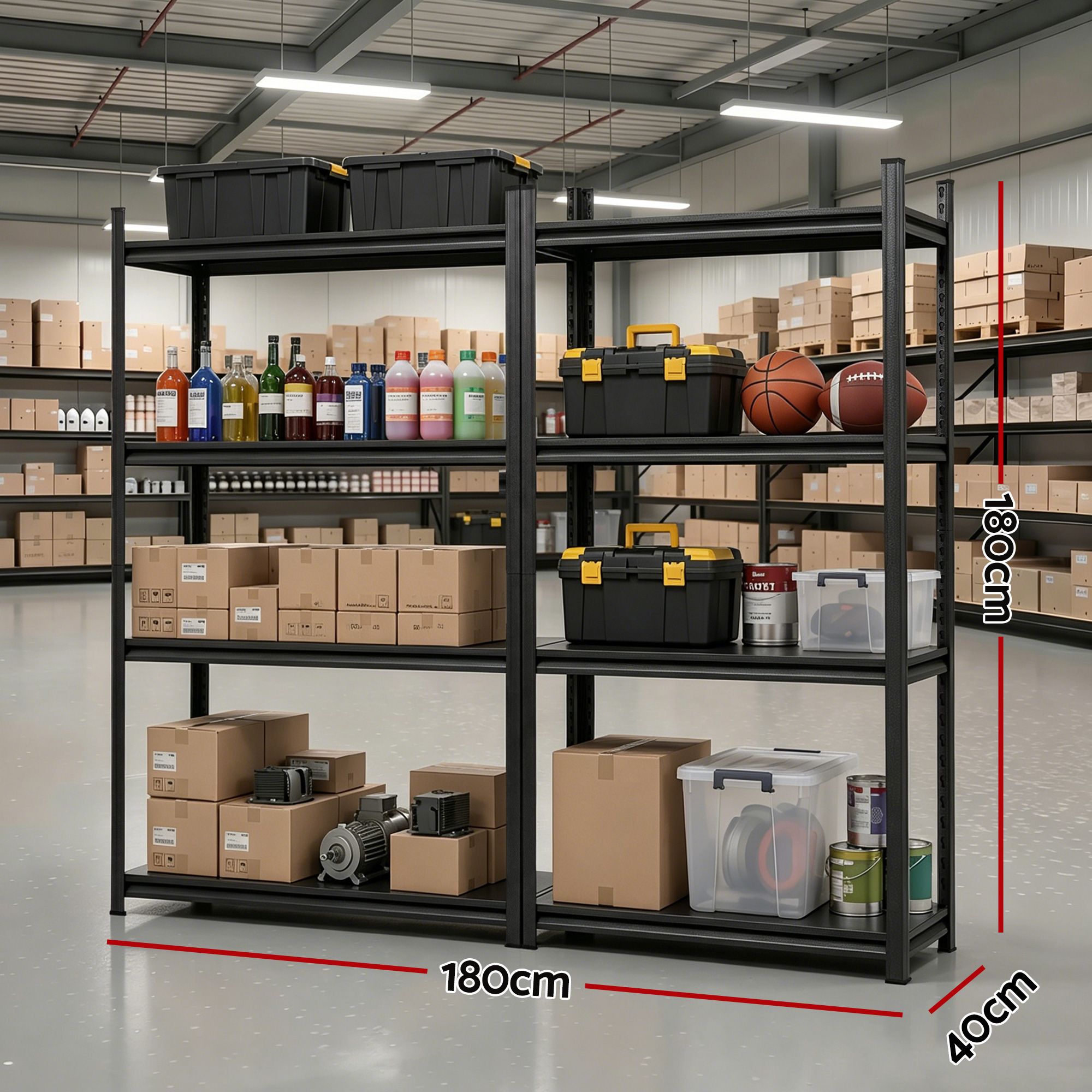 Giantz Garage Shelving 1.8X1.8m Warehouse Rack Storage Shelves Workshop Racks Steel 3 Giantz Garage Shelving 1.8X1.8m Warehouse Rack Storage Shelves Workshop Racks Steel - Image 3