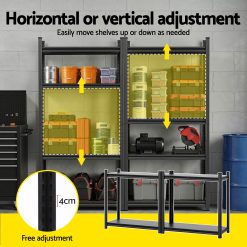 Giantz Garage Shelving 1.8X1.8m Warehouse Rack Storage Shelves Workshop Racks Steel 14 WR F 09040R 180BKX2 05