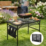 BBQ Camp Table 90x60cm Portable Foldable Mesh