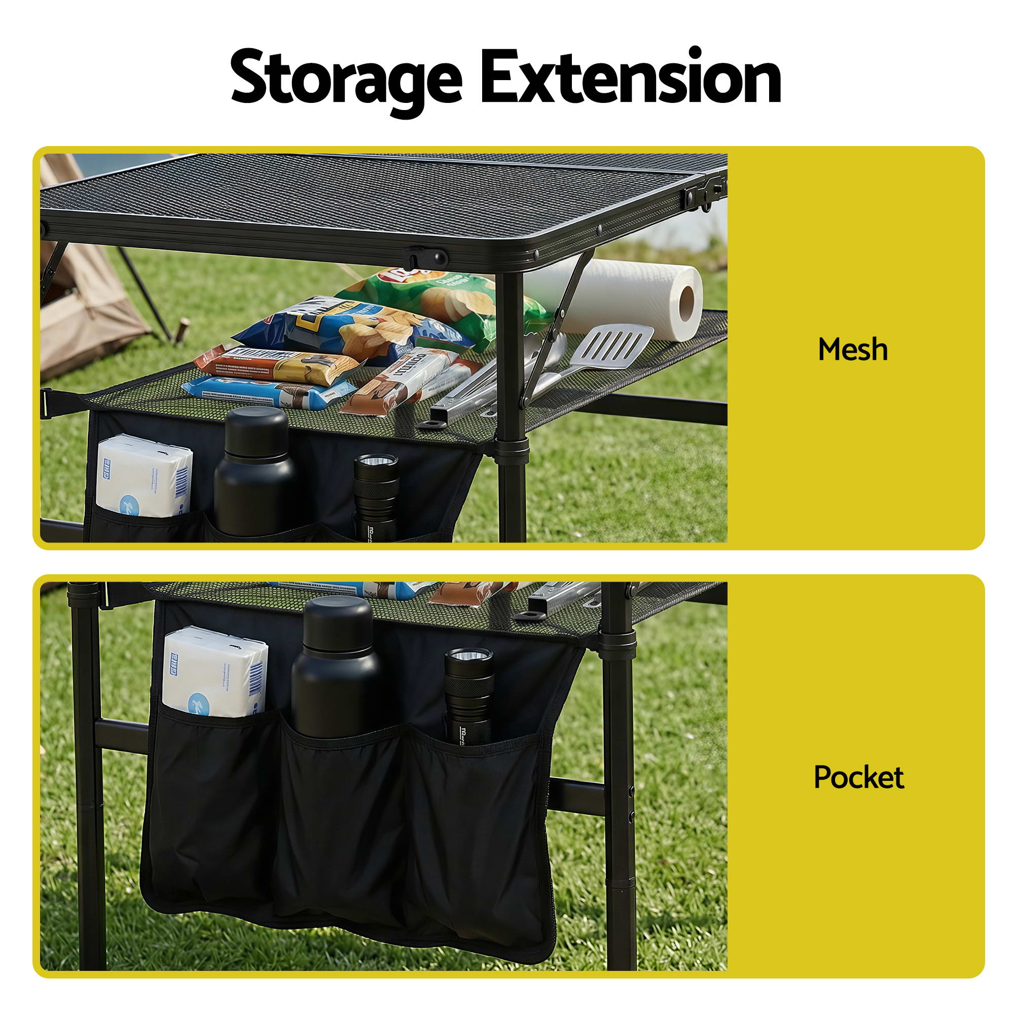 BBQ Camp Table 90x60cm Portable Foldable Mesh 5 BBQ Camp Table 90x60cm Portable Foldable Mesh - Image 5