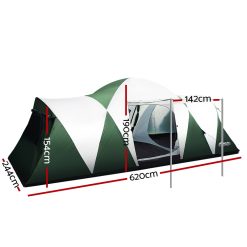 Alternative view of Weisshorn Family Camping Tent 12 Person Hiking Beach Tents (3 Rooms) Green