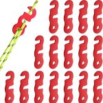 Rope Adjuster, 16pcs Aluminum Rope Tensioner, Tent Wind Rope Buckle, Rope Tensioner for Camping Hiking Backpacking Picnic Outdoor Tent Accessories 16 Pieces - Red Opening