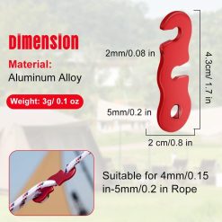 Alternative view of Rope Adjuster, 16pcs Aluminum Rope Tensioner, Tent Wind Rope Buckle, Rope Tensioner for Camping Hiking Backpacking Picnic Outdoor Tent Accessories 16 Pieces - Red Opening