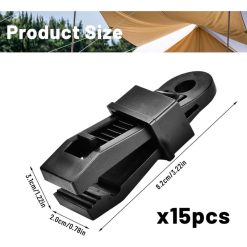 Alternative view of Tent Clip, 15 pcs Tarp Clips, Tarp Clamp, Black Heavy Duty Tarp Clips For Tents, Outdoor Camping, Awnings, Boat Covers,