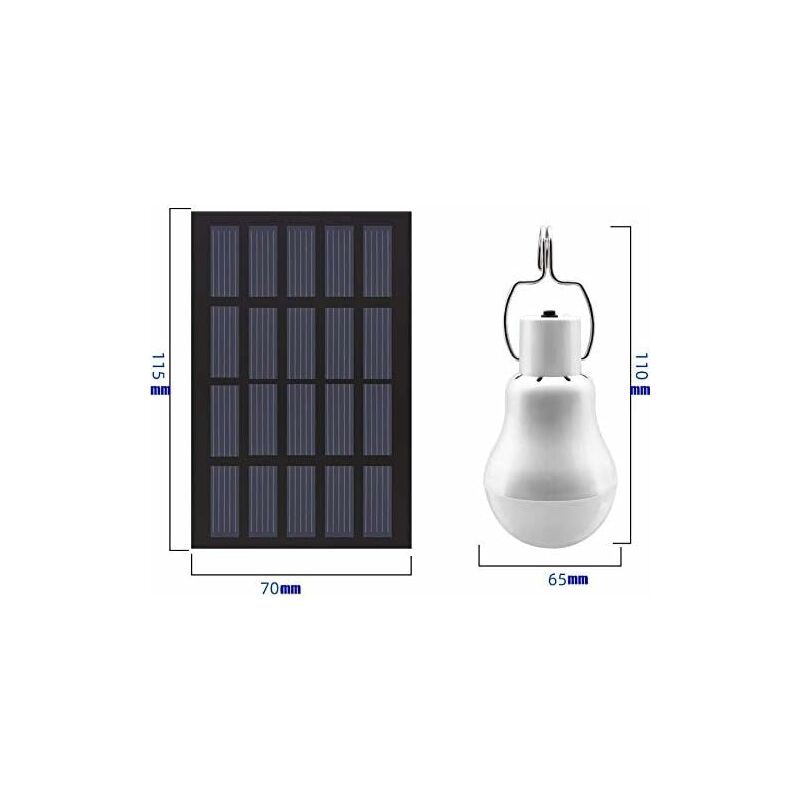 Portable Solar Light LED Bulb Solar Powered With Solar Panel For Garden, Patio, Indoor, Outdoor, Hiking, Camping, Tent, 2 Portable Solar Light LED Bulb Solar Powered With Solar Panel For Garden, Patio, Indoor, Outdoor, Hiking, Camping, Tent, - Image 2