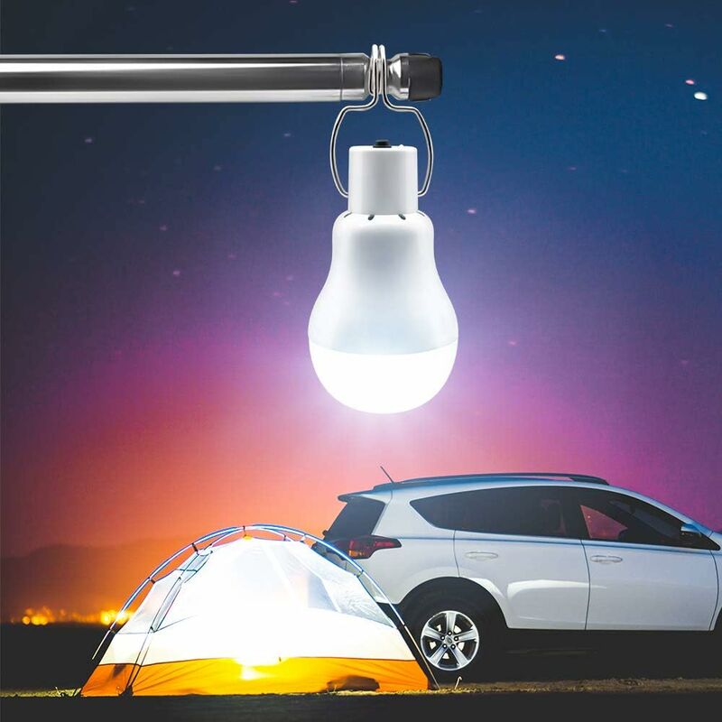 Portable Solar Light LED Bulb Solar Powered With Solar Panel For Garden, Patio, Indoor, Outdoor, Hiking, Camping, Tent, 4 Portable Solar Light LED Bulb Solar Powered With Solar Panel For Garden, Patio, Indoor, Outdoor, Hiking, Camping, Tent, - Image 4