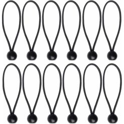 12 pcs Black Tarpaulin Bungees Balls Tarp Bungee Cord For Banner, Tarpaulins, Pavilions, Tents, Tent Bungee Hooks,
